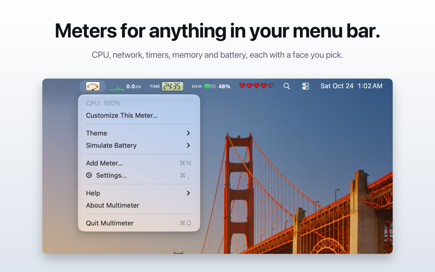 Meters in the menu bar