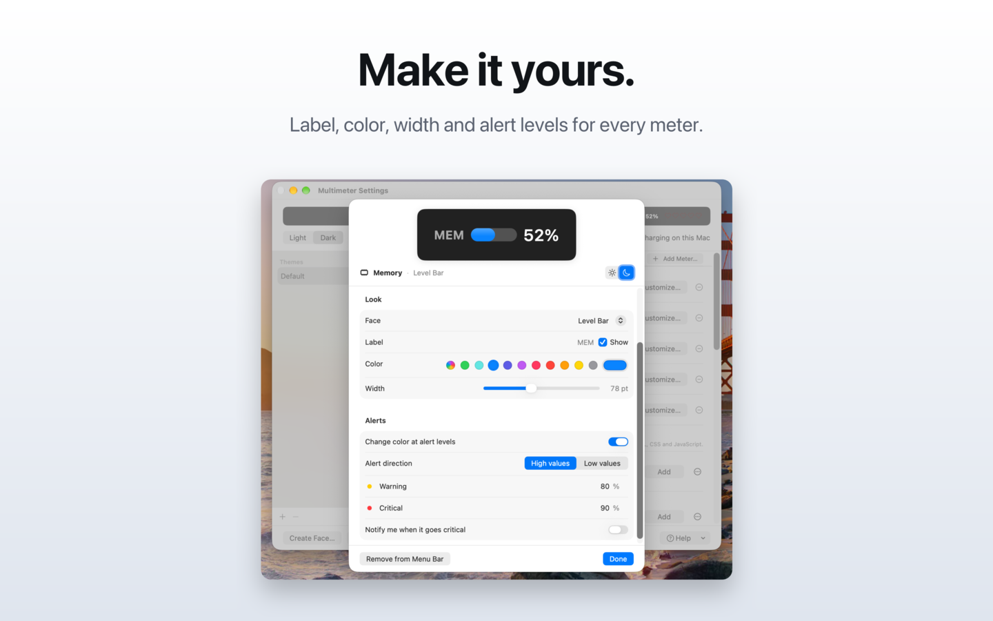 Customizing a meter
